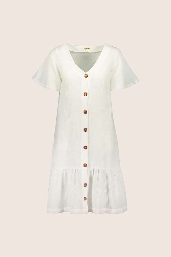 KAIKO - Frill Button Dress White