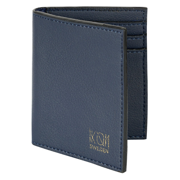 Cactus Leather Bifold Card Holder Navy Blue
