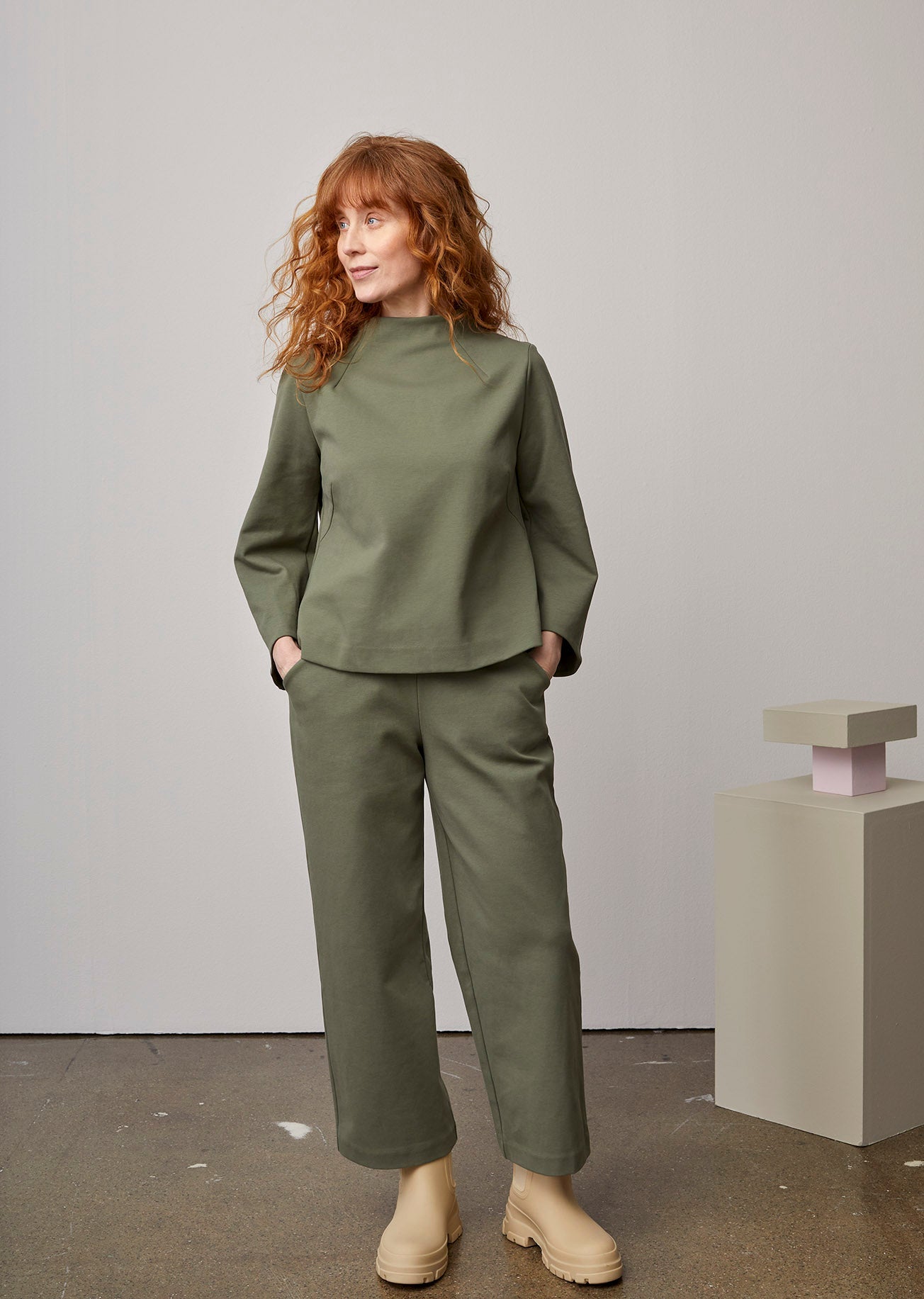 Wide Leg Long Trousers Salvia