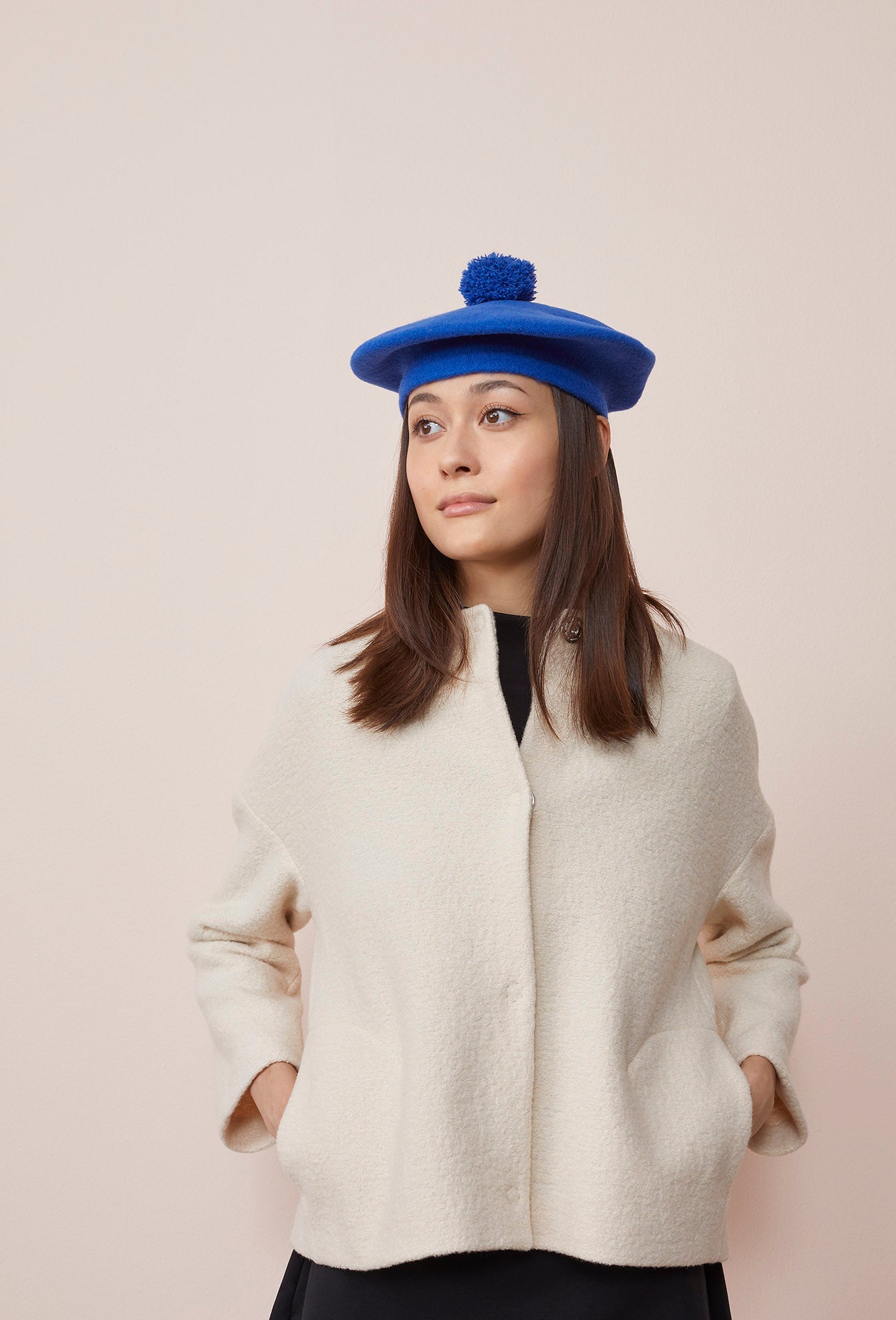 Pom Pom Beret Blue