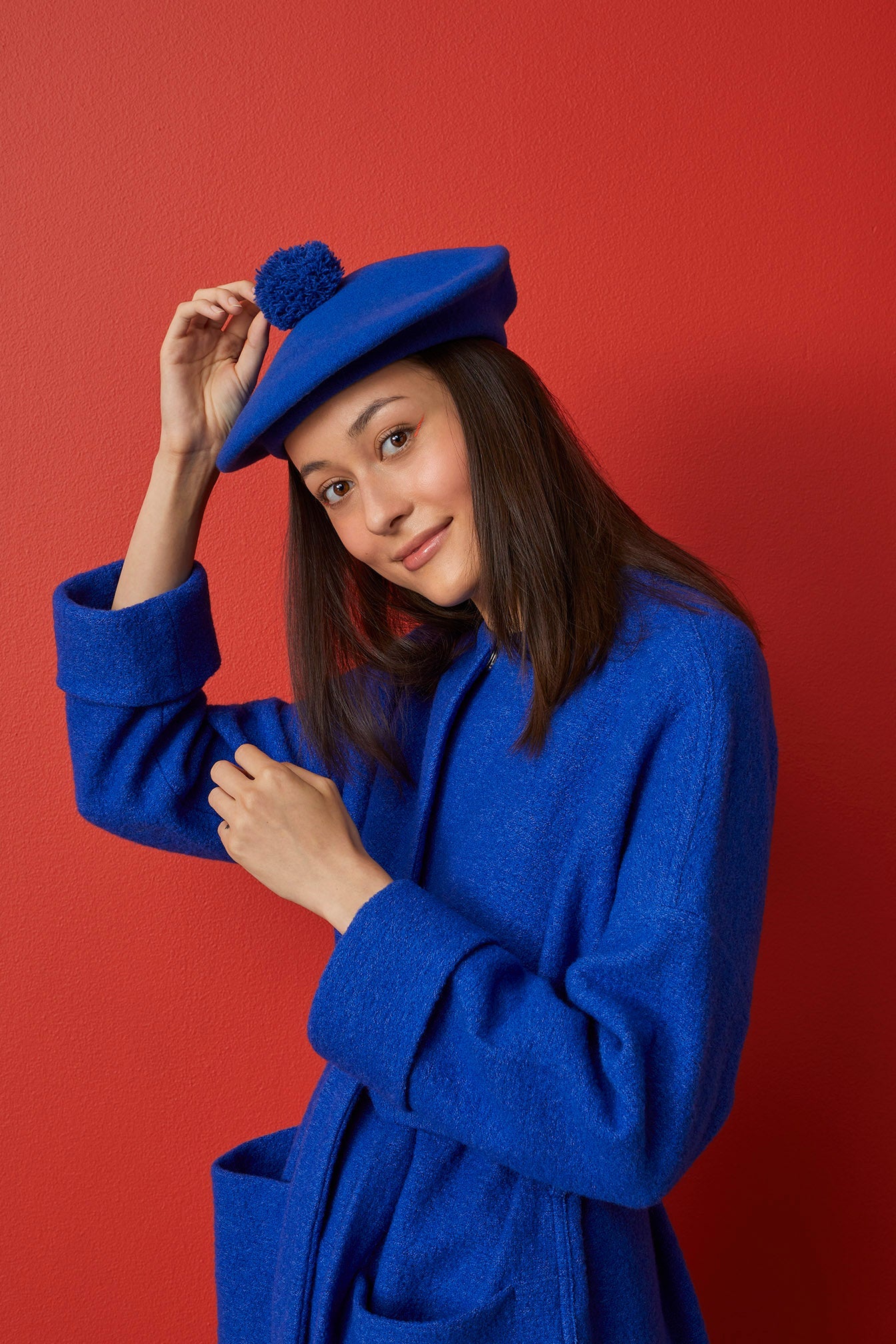 Pom Pom Beret Blue