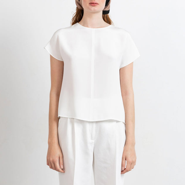 Revolution Short Sleeve Silk Top Off White