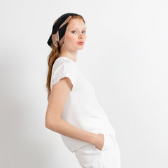 Revolution Short Sleeve Silk Top Off White