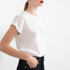 Revolution Short Sleeve Silk Top Off White