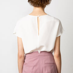 Revolution Short Sleeve Silk Top Off White