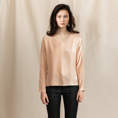 Revolution V-neck Silk Blouse Pink