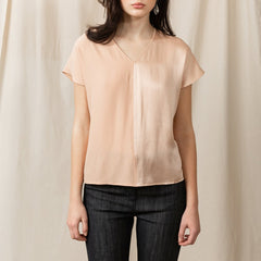 Revolution Short Sleeve V-neck Silk Top Pink