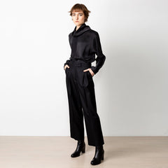 Swipe Wide Wool Pants Black