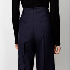 Swipe Cropped Wool Pants in Navy