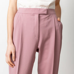 Long Pleated Wool Trouser Pink