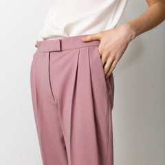 Long Pleated Wool Trouser Pink