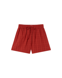 Geranio Seersucker Shorts Cuadrito Red