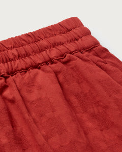 Geranio Seersucker Shorts Cuadrito Red