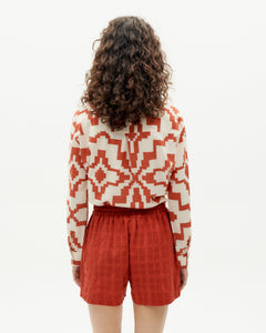 Geranio Seersucker Shorts Cuadrito Red
