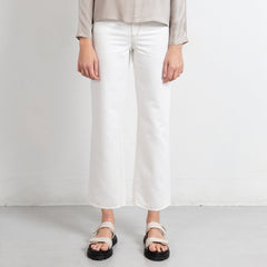 Cropped Wide Leg Linen Mix 5-Pocket Pants