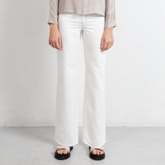 Long White Wide Leg 5-Pocket Pants