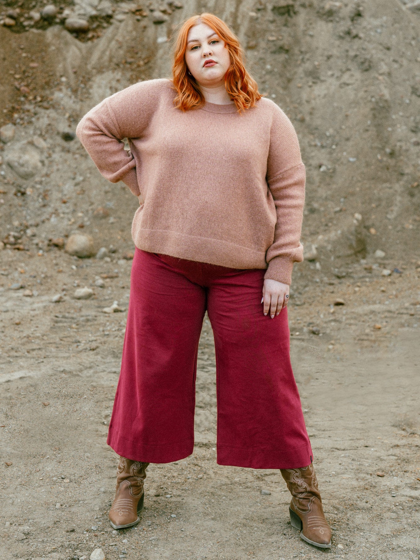 Alex Culottes housut burgundinpunainen