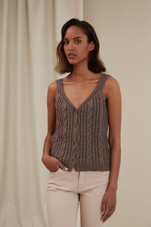 Cathy Knit Top Taupe