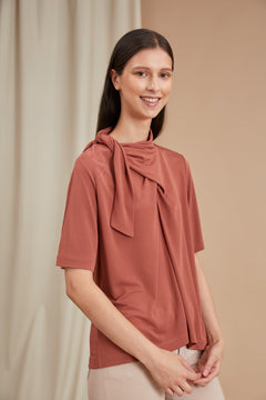 Dania Short Sleeve Viscose Top Canyon Clay