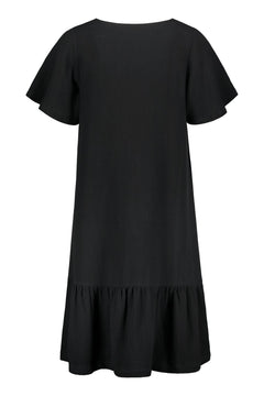 Frill Button Dress Black