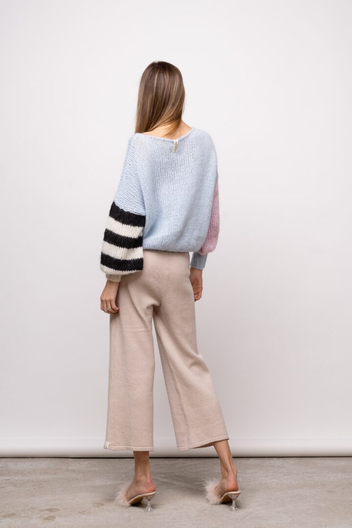 Fun Alpakka-Mohair-Silkki Neulepaita Vaaleansininen