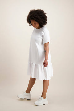 Ruffle T-Shirt Dress White