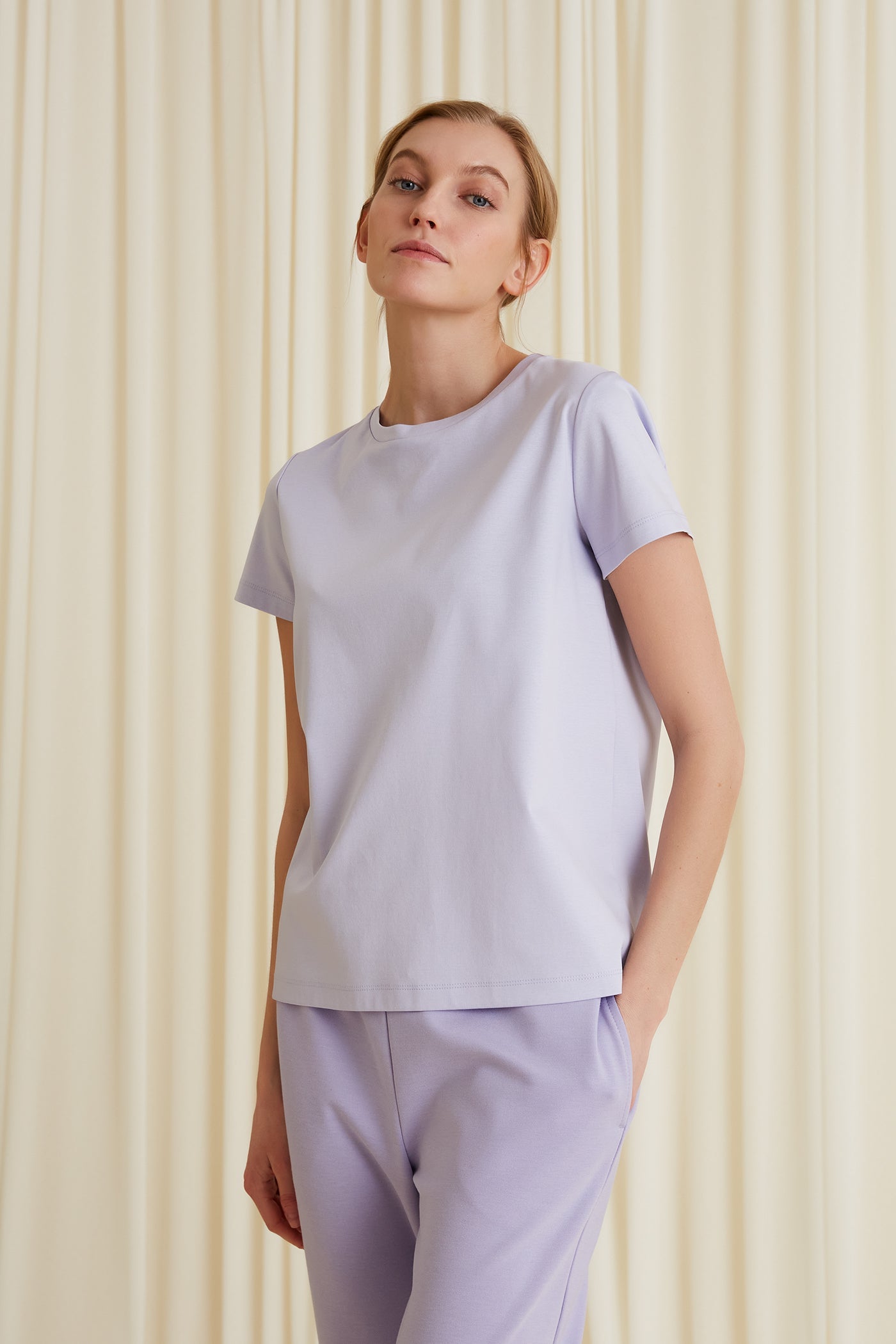 Katrina Luomupuuvillainen T-paita Syreenin Sininen