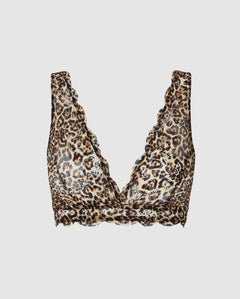 Lace Plunge Bralette Gold Leopard