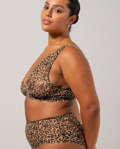 Lace Plunge Bralette Gold Leopard