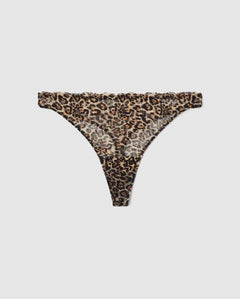 Lace Thong Gold Leopard