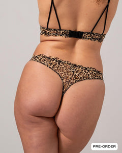 Lace Thong Gold Leopard