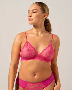 Lace Triangle Bralette Hot Pink