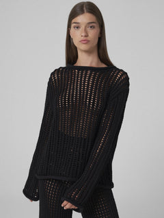 Leila Open-knit Sweater Black