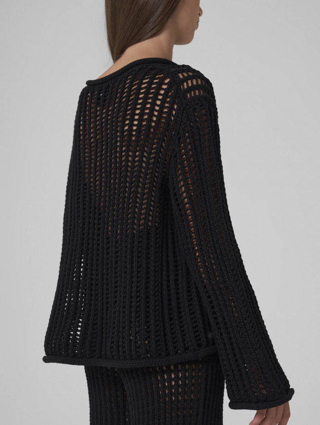 Leila Open-knit Sweater Black