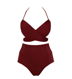 Versatile + Bow-Back Bikini Set Merlot