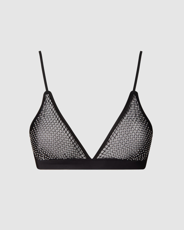 Verkkokangas Bralette Musta/Hopea