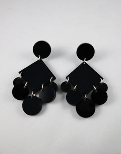Dangle Circle Earrings Black