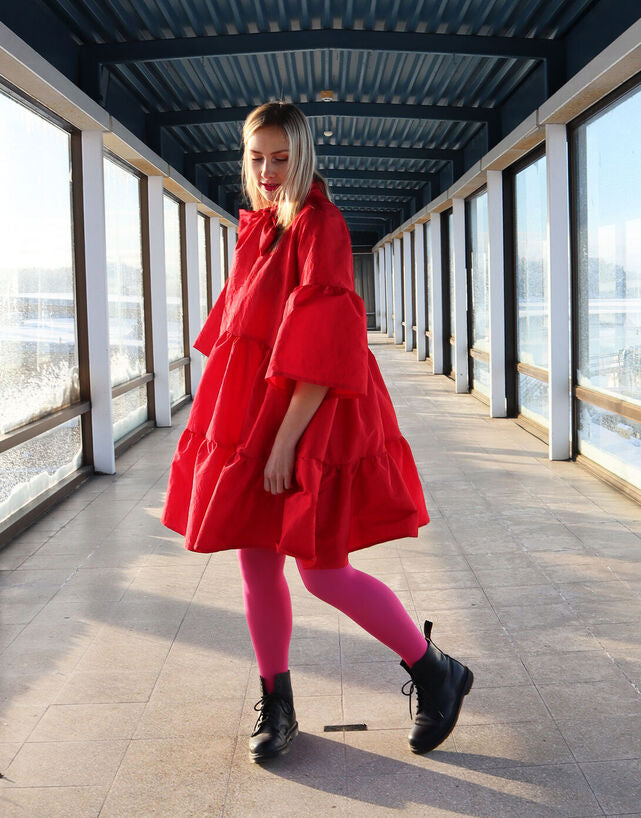 Miia Halmesmaa - Lush Dress With Bow Collar Red