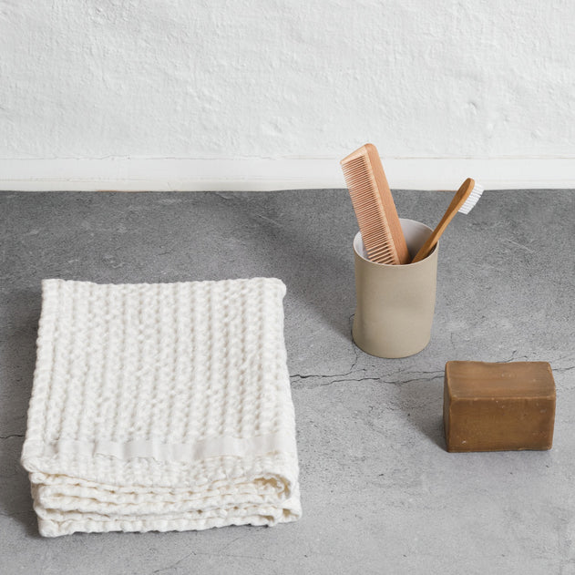 Big Waffle Hand Towel Natural White