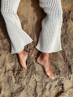Maryam Open-knit Pants Natural White