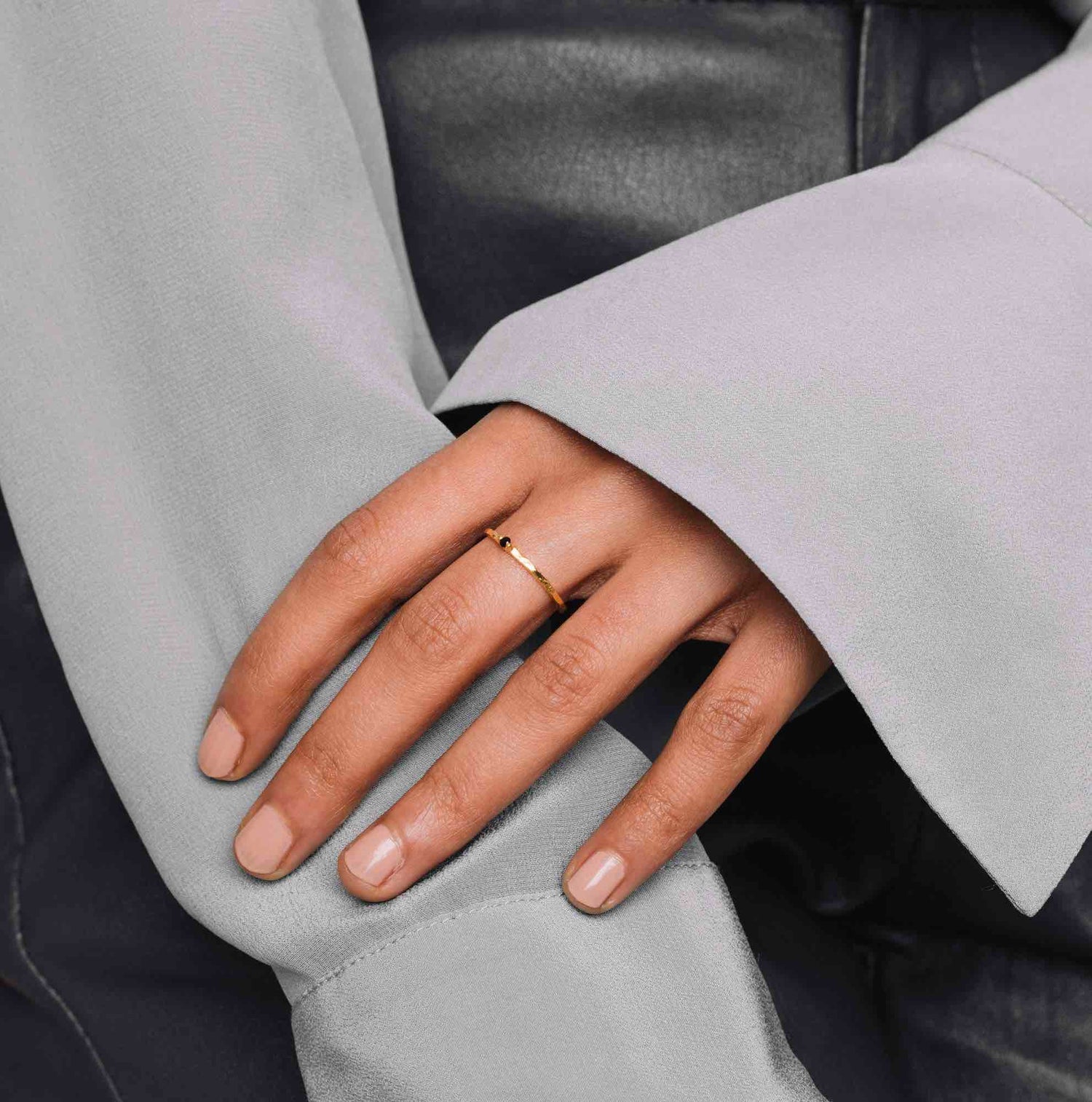 Hammered Black Ring