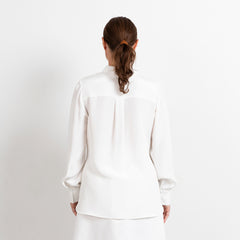 Puff Sleeve Silk Crepe Shirt