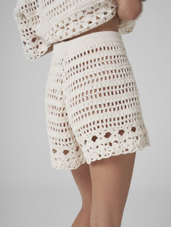 Sarah Crochet Shorts Natural White
