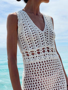 Nisa Crochet Dress Natural White